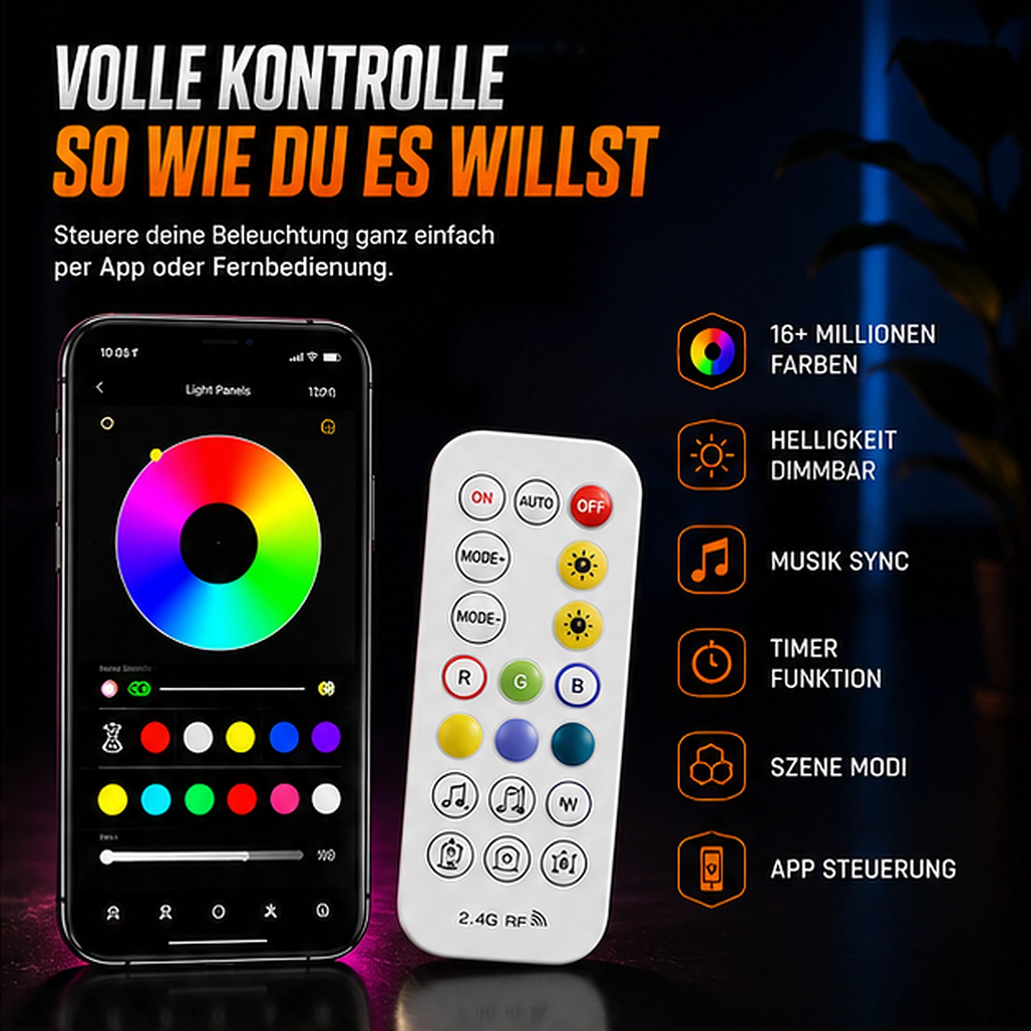 12 Smart RGB Light Panels – modulare Hexagon-LED-Wandbeleuchtung mit App & Fernbedienung