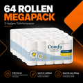 Comfy Toilettenpapier Megapack – 64 Rollen, 3-lagig im XXL-Vorratspack