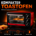 14 Liter Mini-Backofen, 1200 W, Schwarz/Rot INKL. Zubehör