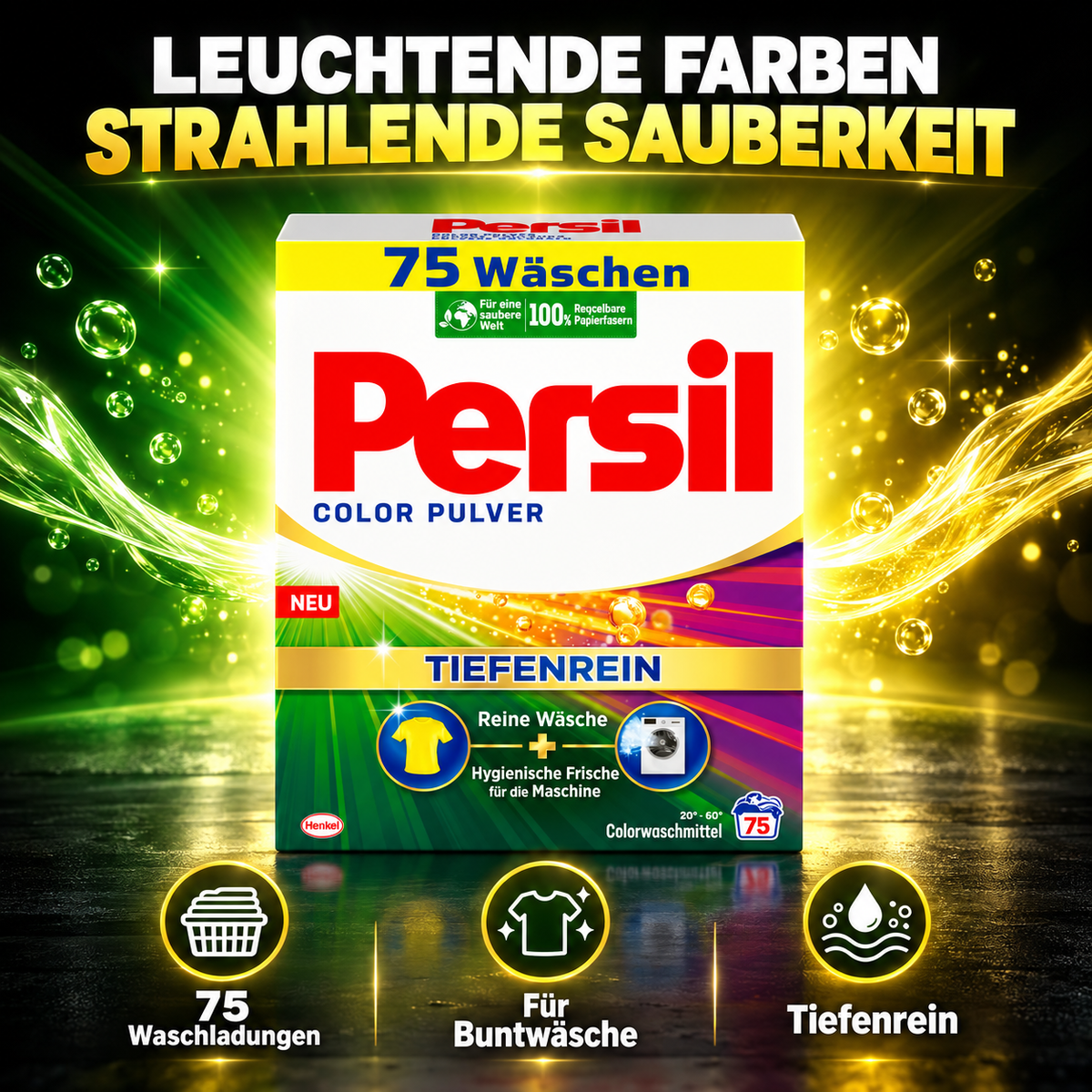 Persil Color Pulver Tiefenrein – 75 Waschladungen – Colorwaschmittel