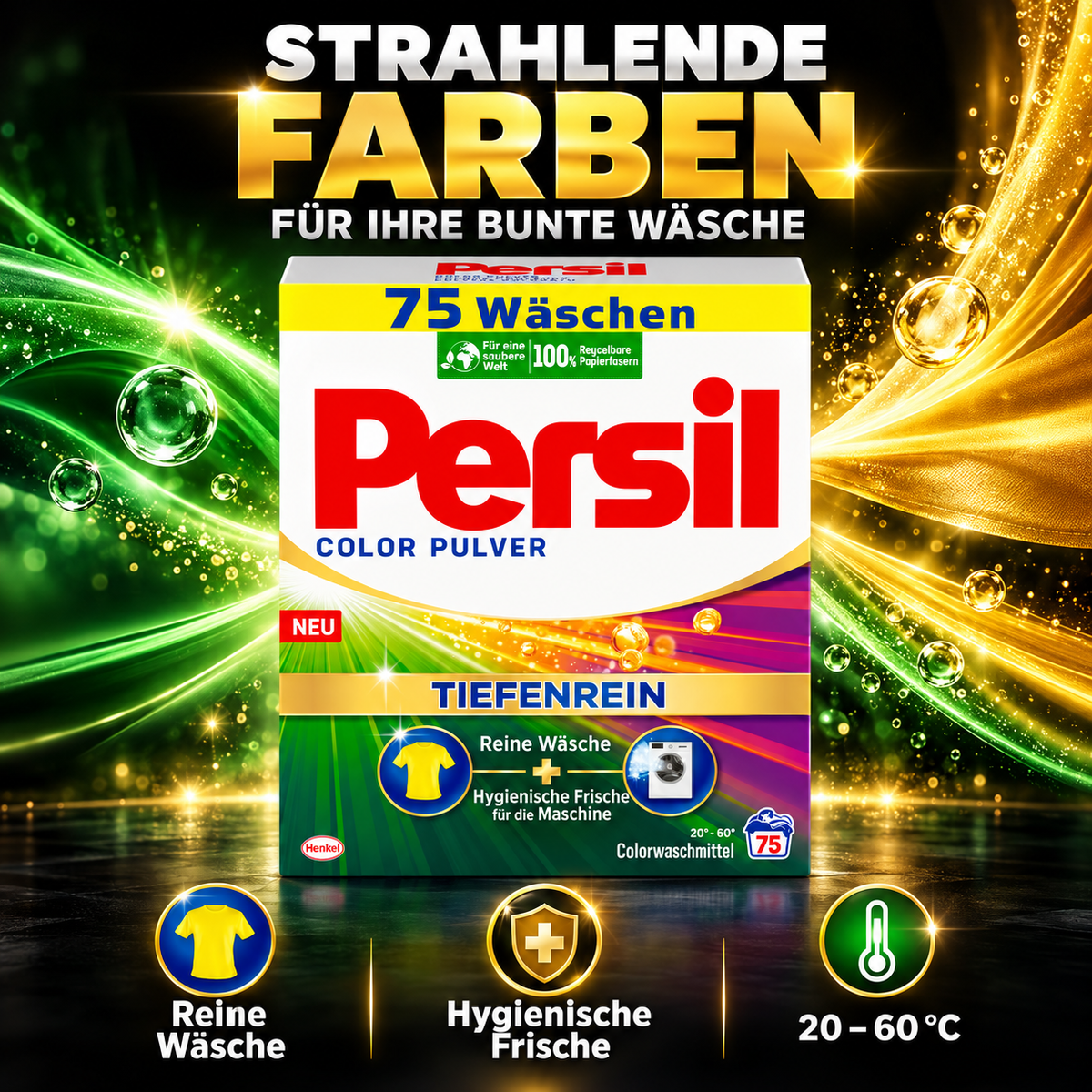 Persil Color Pulver Tiefenrein – 75 Waschladungen – Colorwaschmittel