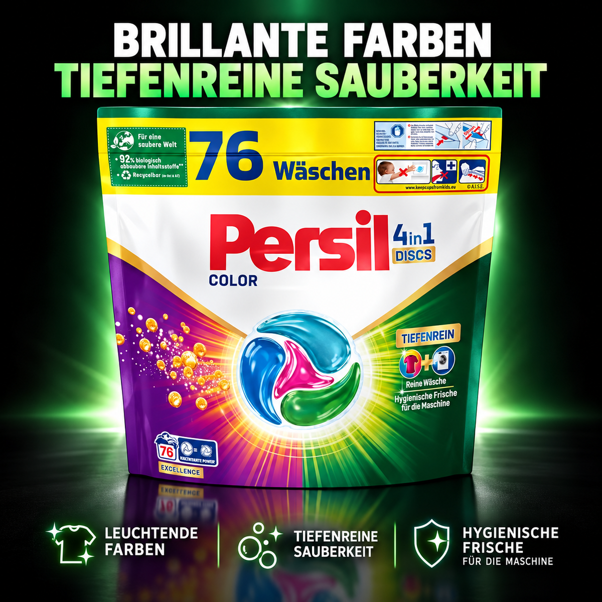 Persil Color 4in1 DISCS Tiefenrein – 76 Waschladungen – Colorwaschmittel Caps