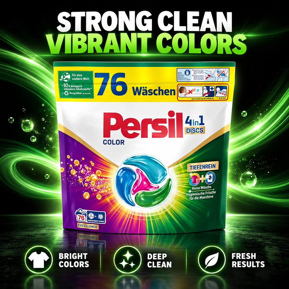 Persil Color 4in1 DISCS Tiefenrein – 76 Waschladungen – Colorwaschmittel Caps