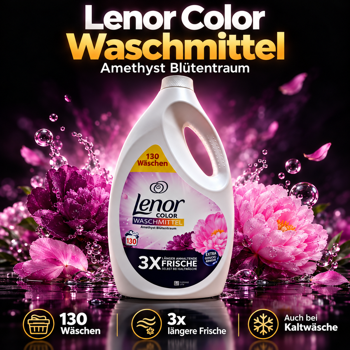 Lenor Color Waschmittel Amethyst Blütentraum – 130 Waschladungen