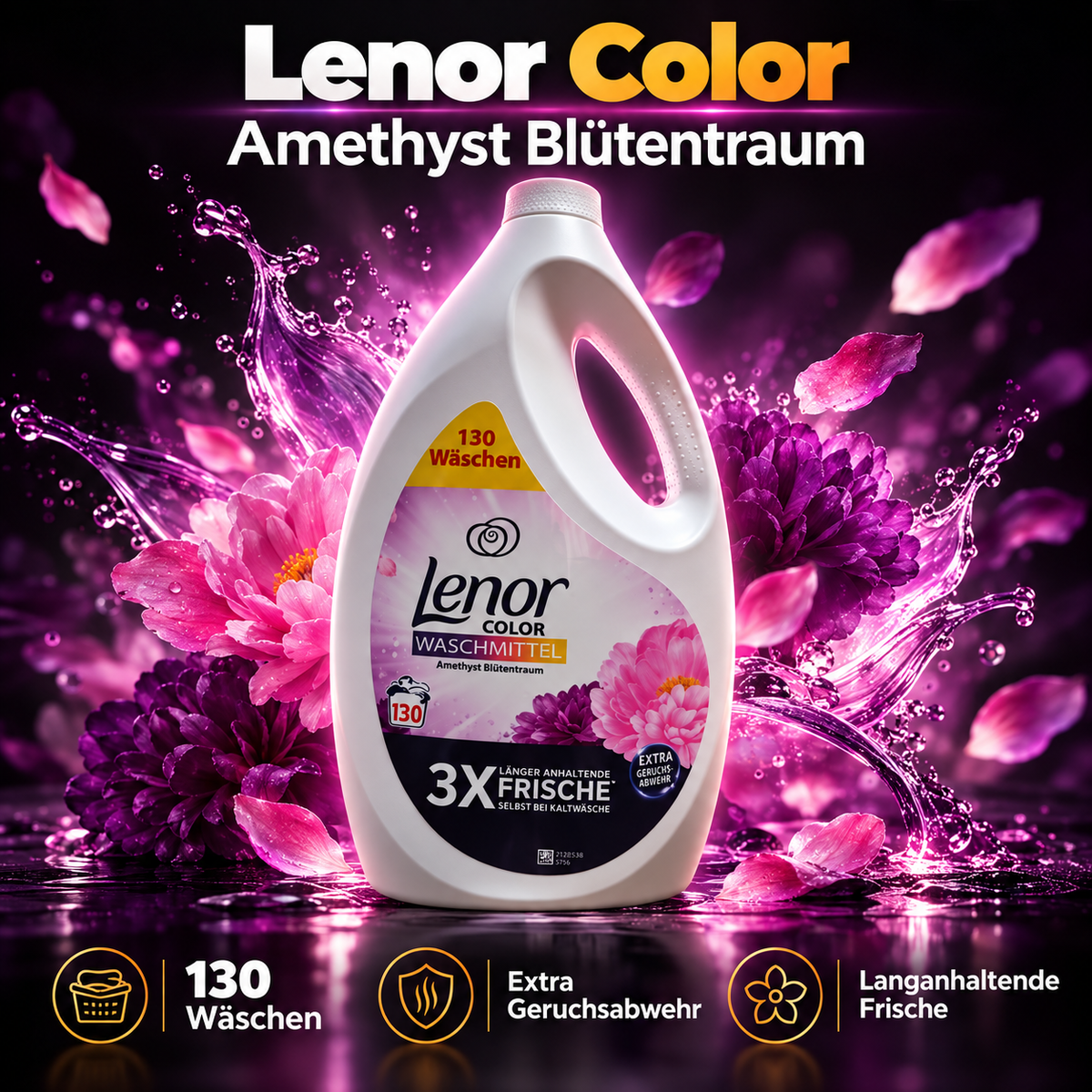 Lenor Color Waschmittel Amethyst Blütentraum – 130 Waschladungen