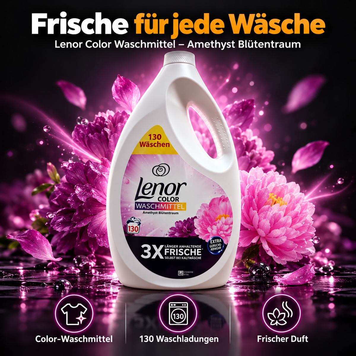 Lenor Color Waschmittel Amethyst Blütentraum – 130 Waschladungen