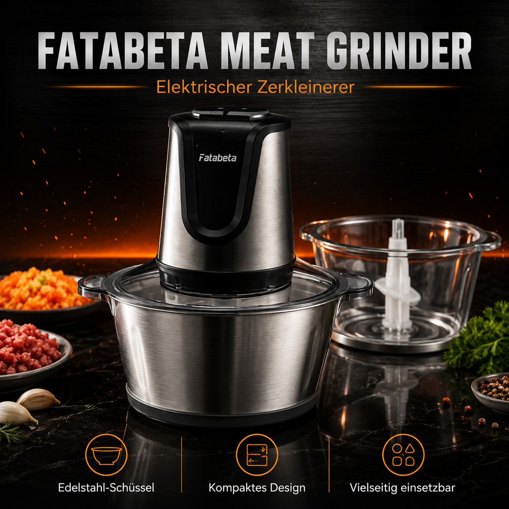 Fatabeta 500W elektrischer Zerkleinerer – 2 × 2 L Schüsseln für Fleisch, Gemüse & mehr