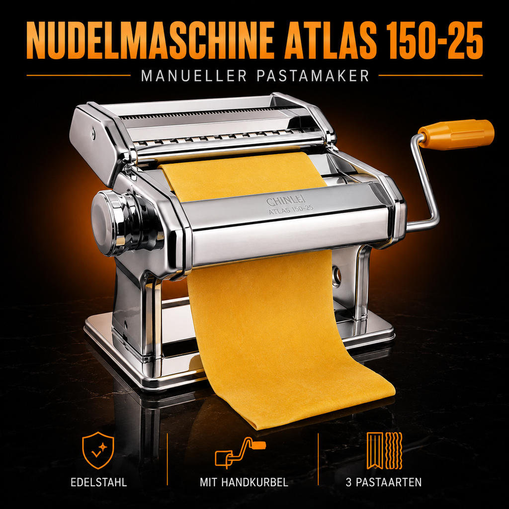 CHINLEI Atlas 150-25 manuelle Nudelmaschine – 3-in-1 Pastamaker