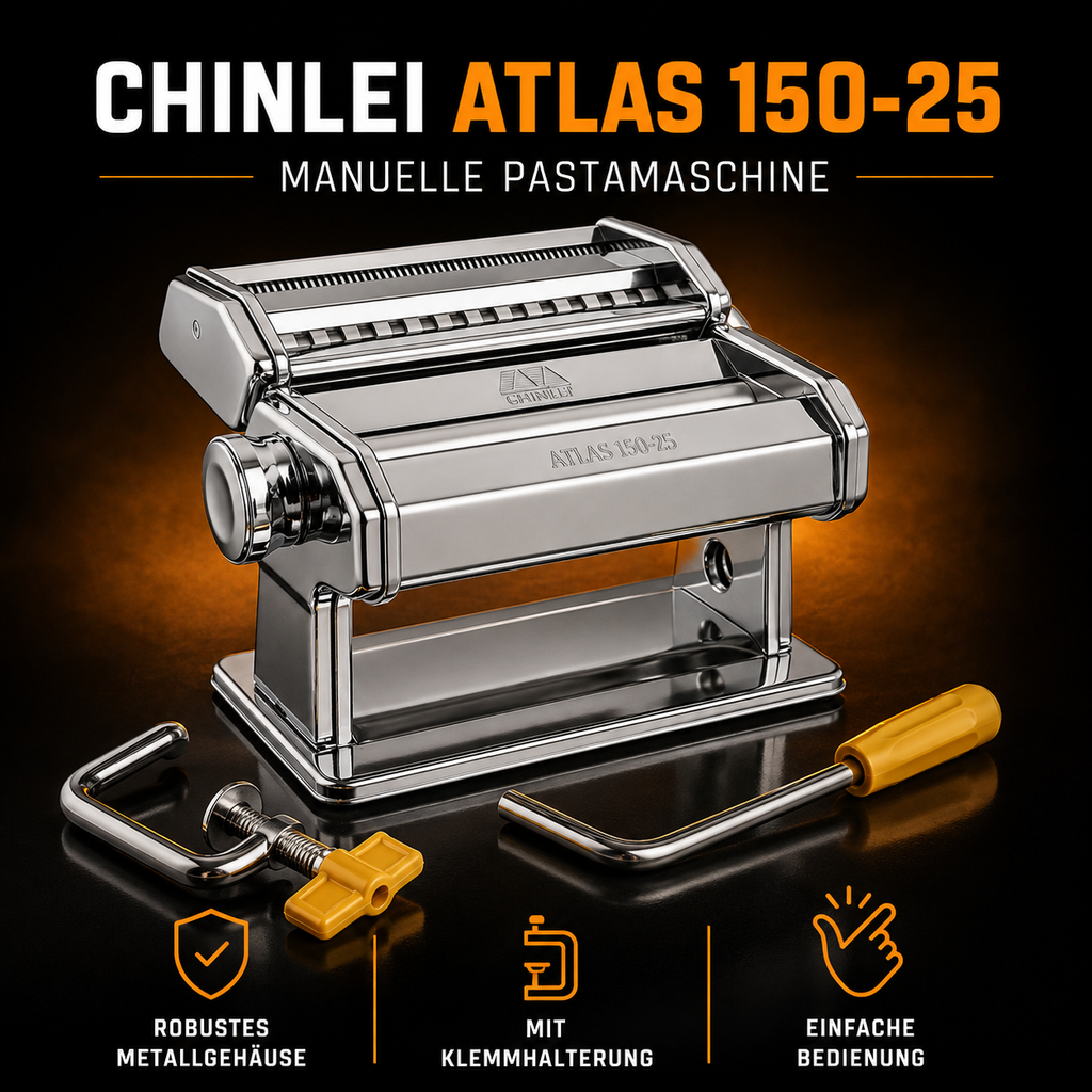 CHINLEI Atlas 150-25 manuelle Nudelmaschine – 3-in-1 Pastamaker