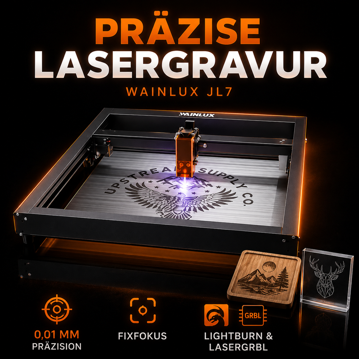 WAINLUX JL7 10W Lasergraviermaschine – 400 × 400 mm Laser Cutter & Engraver