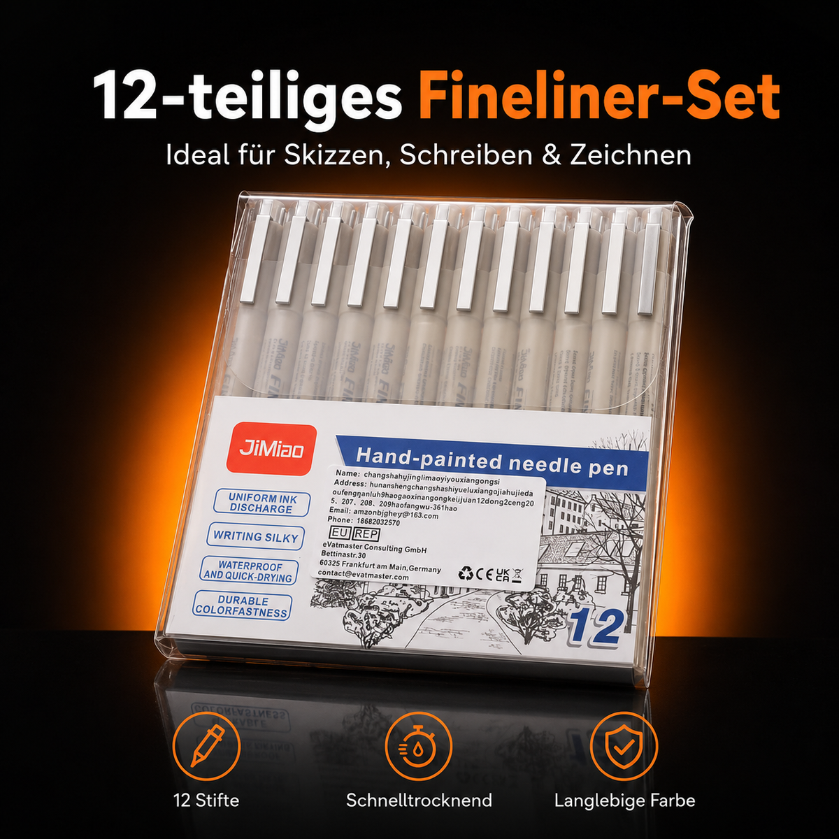 JiMiao Fineliner Set – 12-teiliges Zeichenstifte-Set