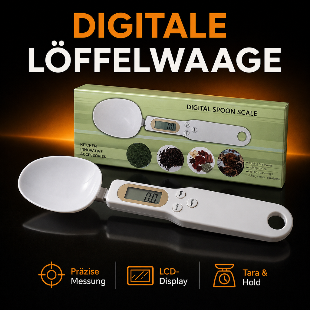 Digitale Löffelwaage – elektronische Küchenwaage mit LCD-Display