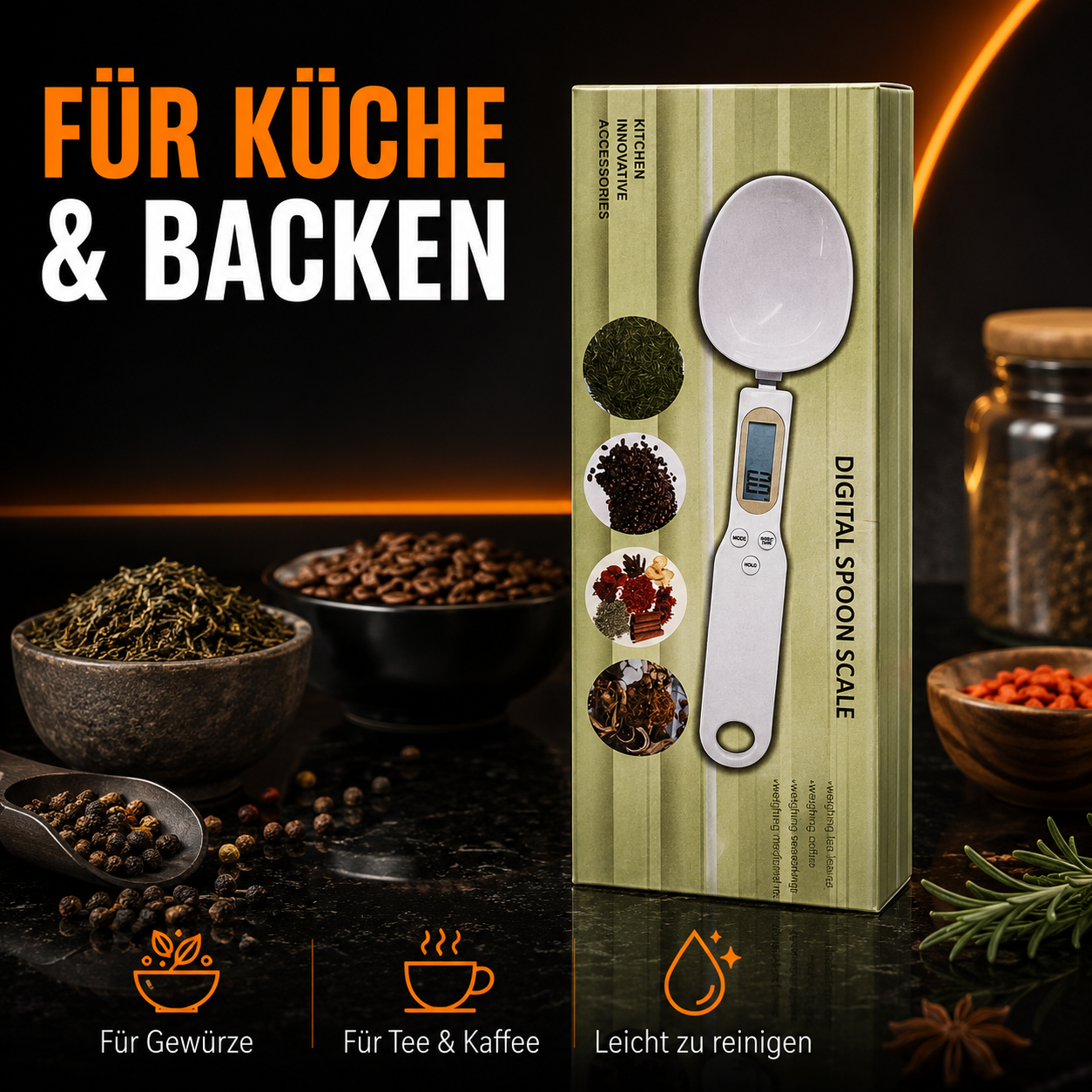 Digitale Löffelwaage – elektronische Küchenwaage mit LCD-Display