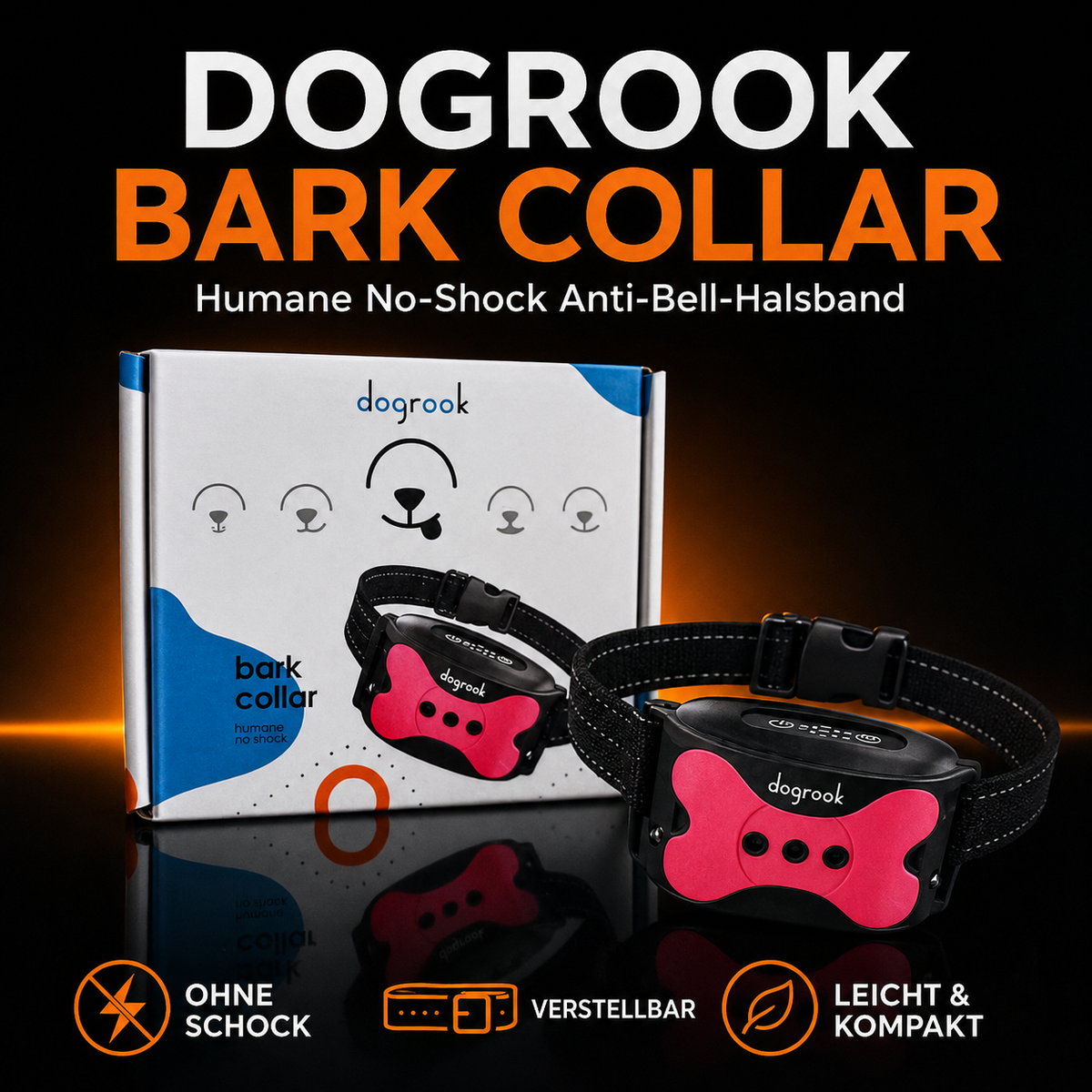 DogRook Bark Collar – No-Shock Anti-Bell-Halsband mit Ton & Vibration