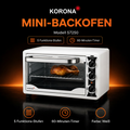 KORONA Minibackofen 57250 – 21 L Mini-Backofen mit Heißluft, 1400 W, Weiß