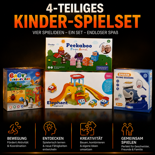 4-teiliges Kinder-Spielset – Sensorik, Motorik, Entdecken & Geschicklichkeit