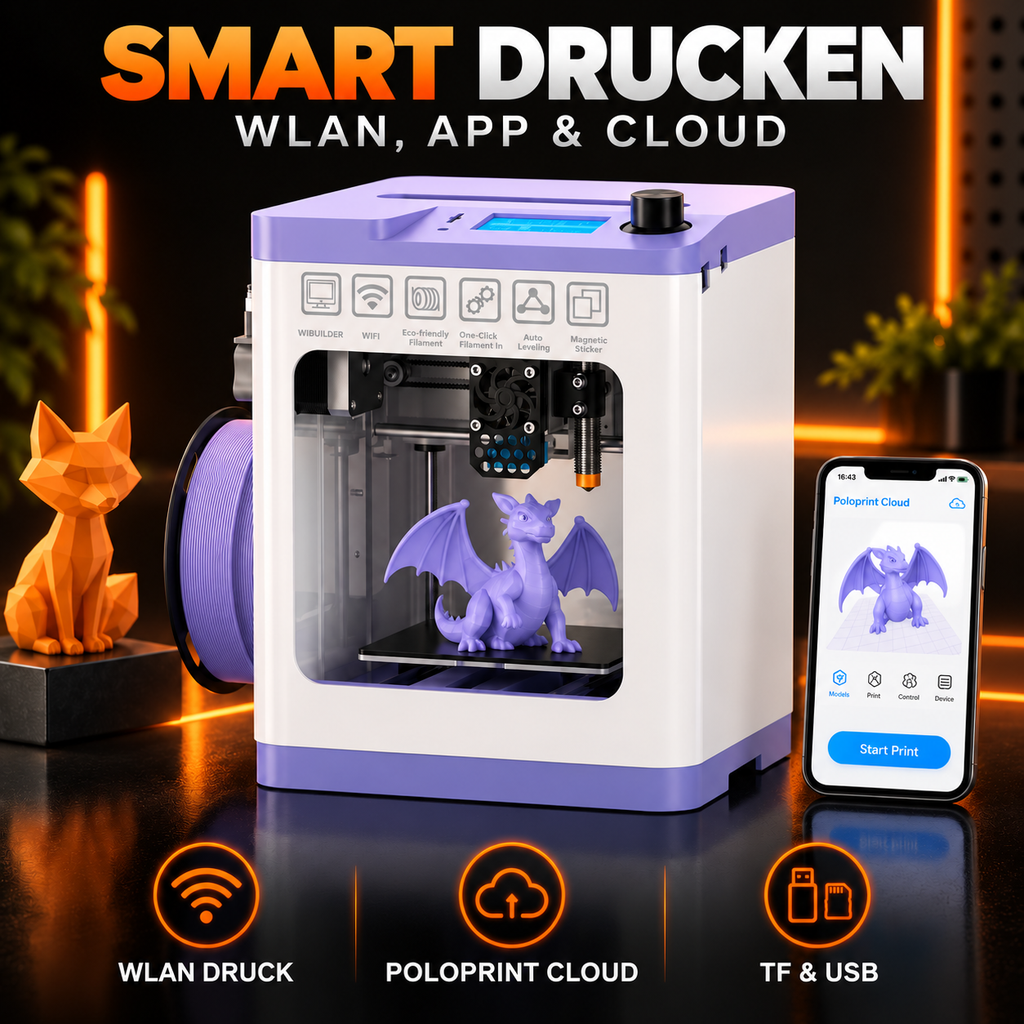 ENTINA Tina2S V10 Mini 3D-Drucker – WLAN, App, Auto-Leveling & beheiztes Druckbett