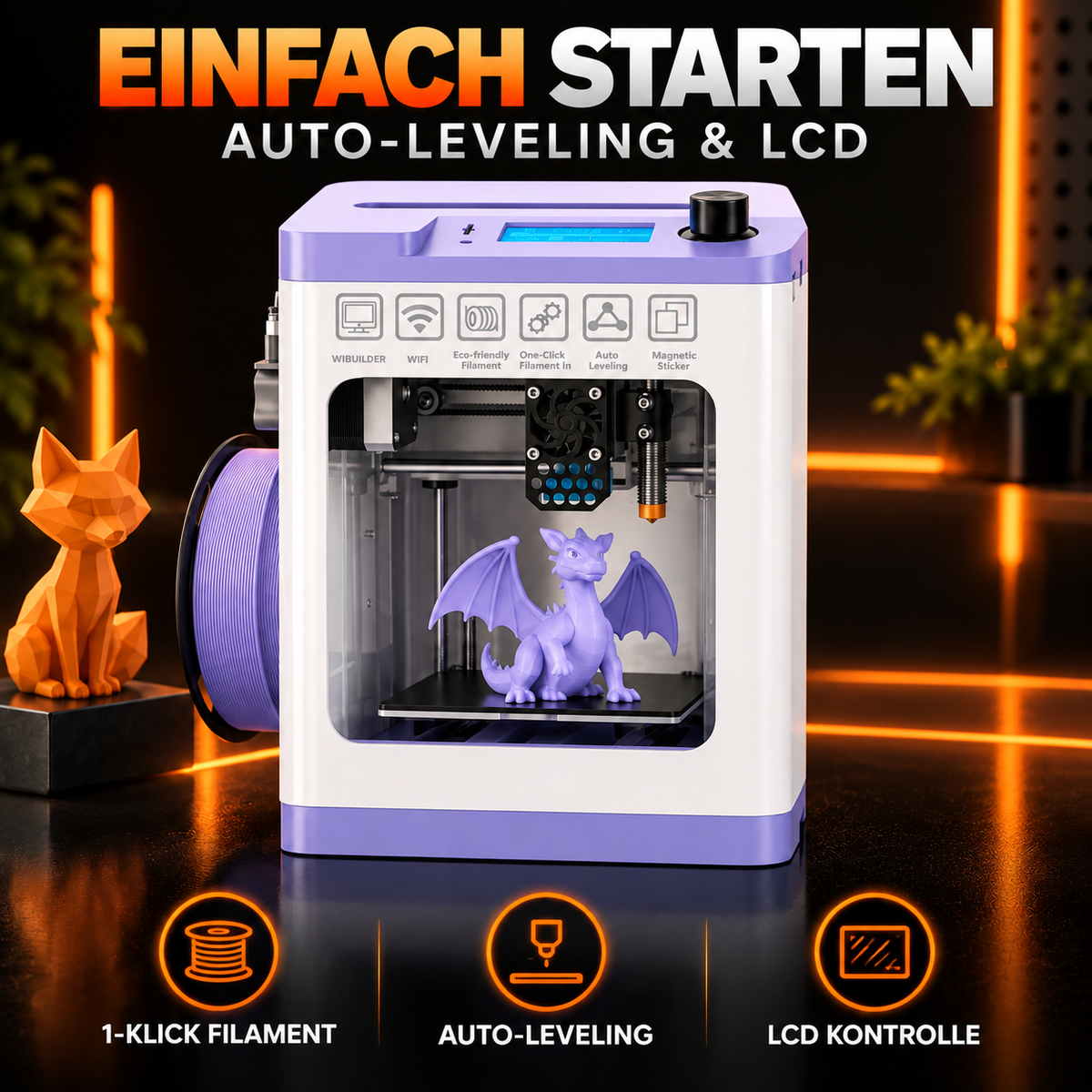 ENTINA Tina2S V10 Mini 3D-Drucker – WLAN, App, Auto-Leveling & beheiztes Druckbett