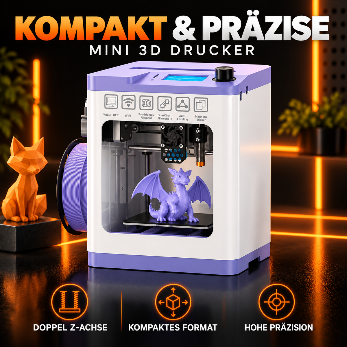 ENTINA Tina2S V10 Mini 3D-Drucker – WLAN, App, Auto-Leveling & beheiztes Druckbett