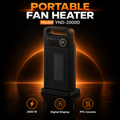 YND-2000D Keramik-Heizlüfter 2000 W – Digitaldisplay, Fernbedienung, Timer & Oszillation – Schwarz