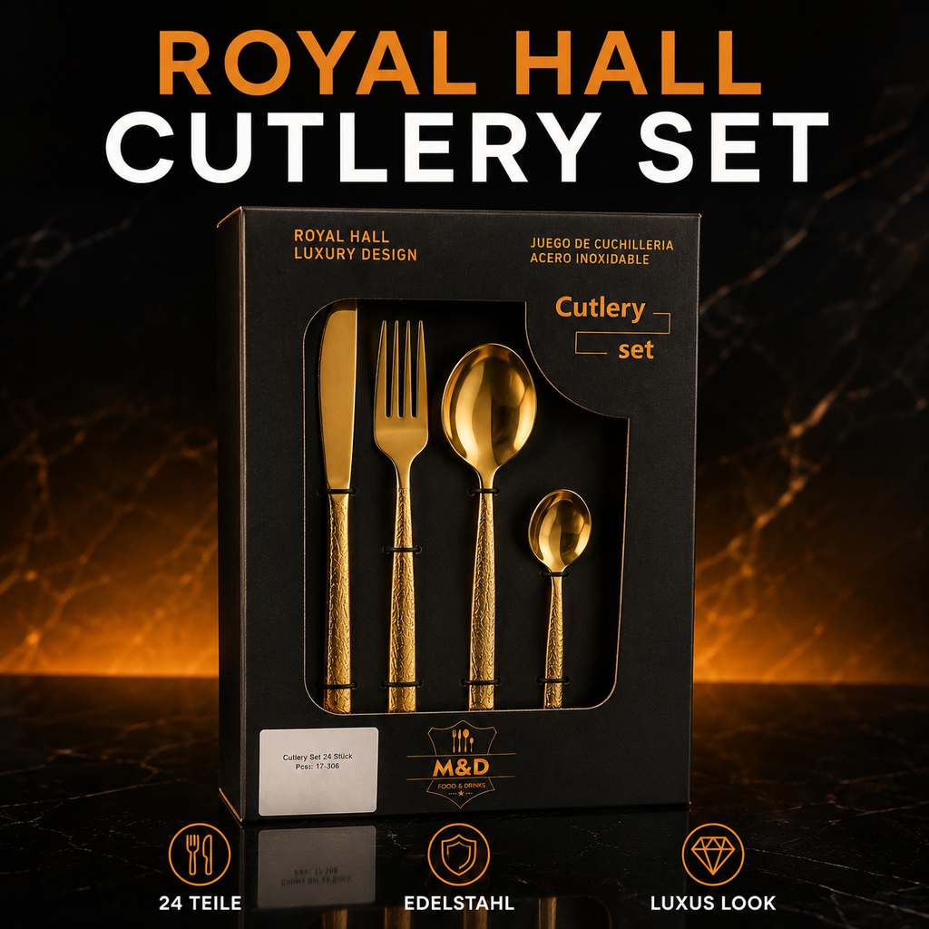 Royal Hall 24-teiliges Besteckset Gold – Edelstahl Besteck für 6 Personen
