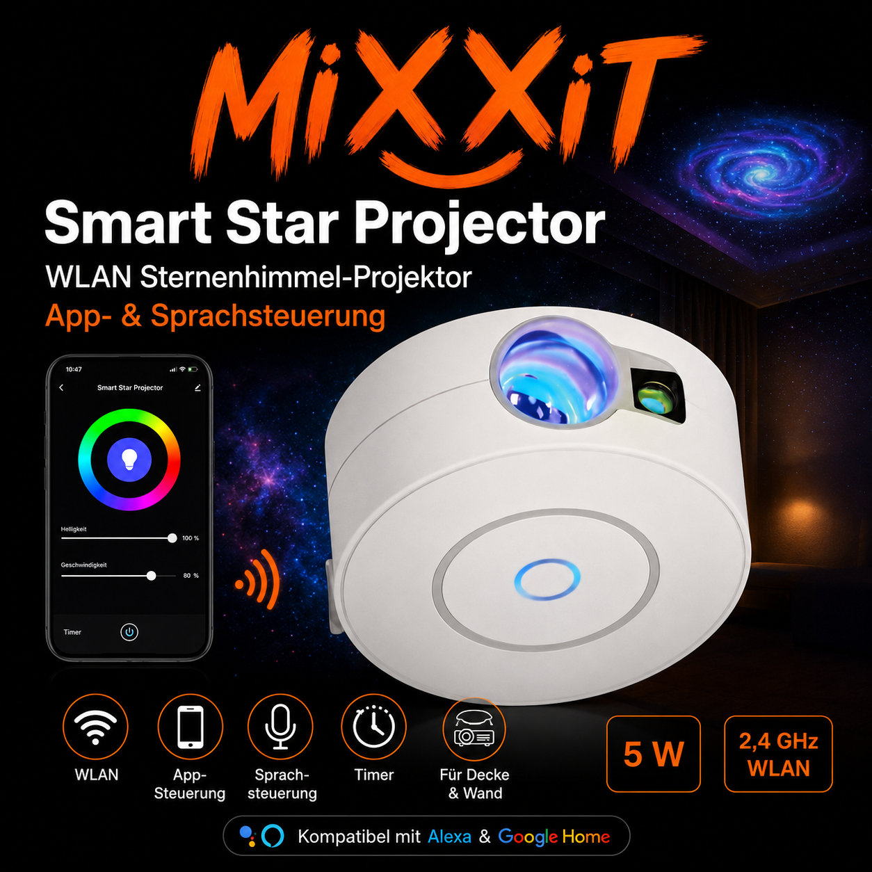 Smart Star Projector – WLAN-Sternenhimmel mit App- und Sprachsteuerung