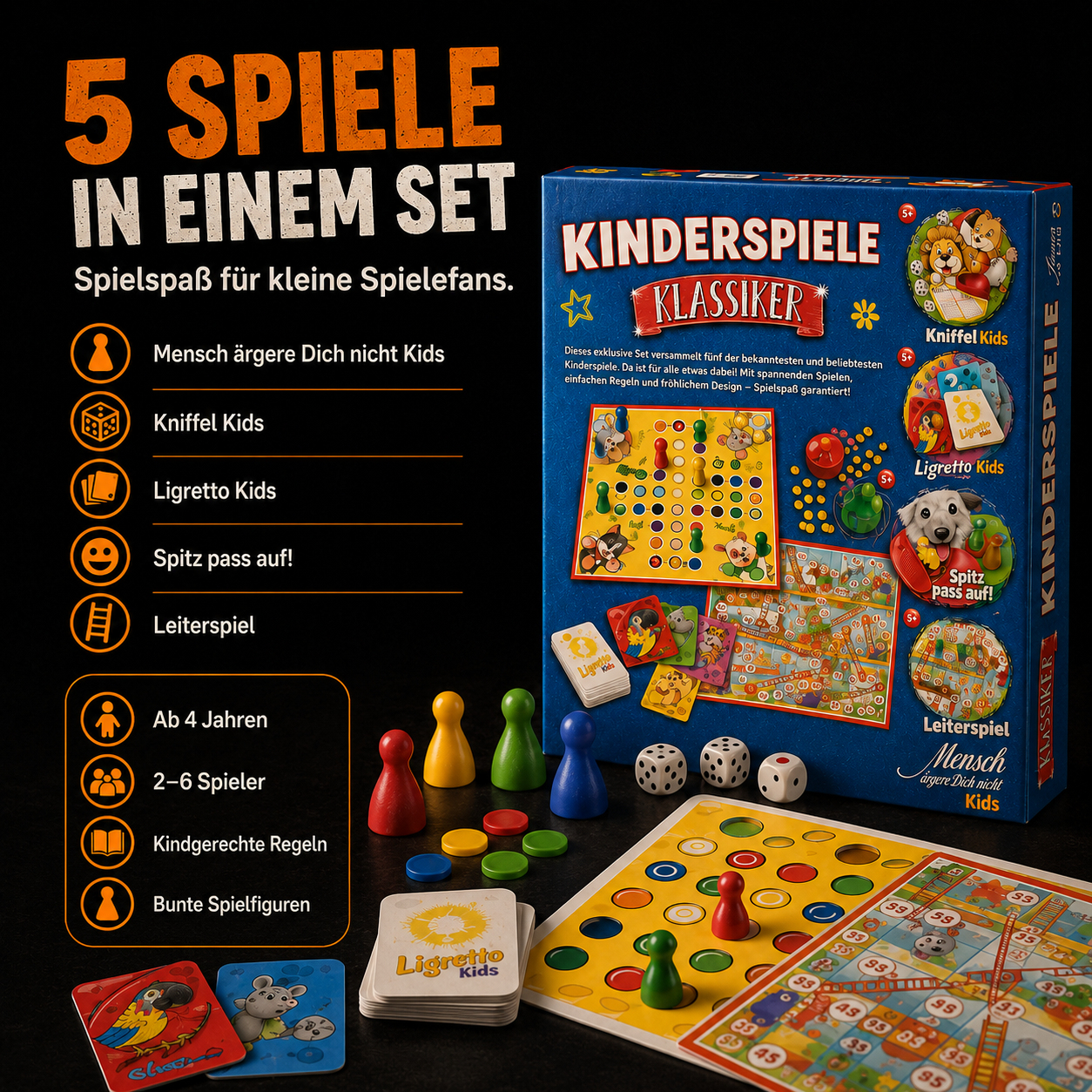 Schmidt Spiele Kinderspiele Klassiker – 5 Spiele in 1