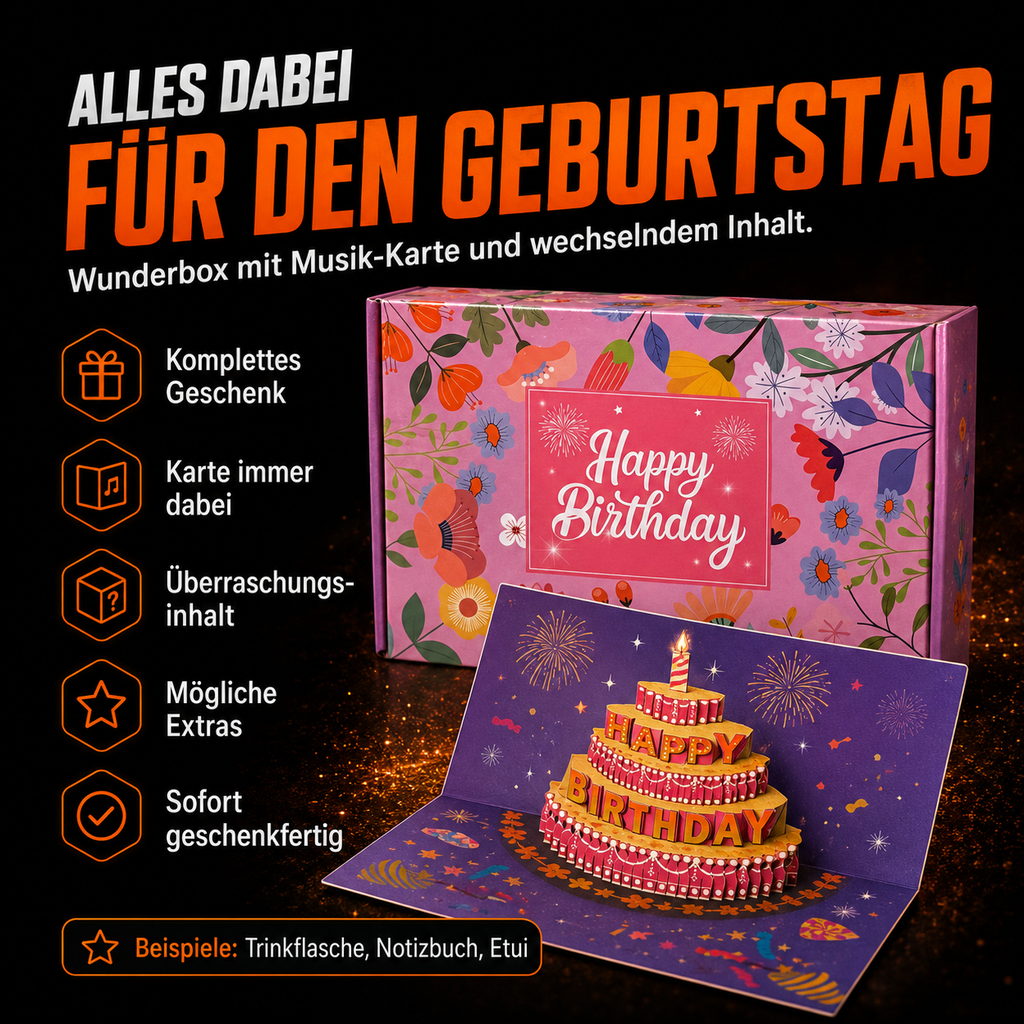 Happy Birthday Wunderbox mit 3D-Musikkarte und Überraschungsinhalt Für Mädchen