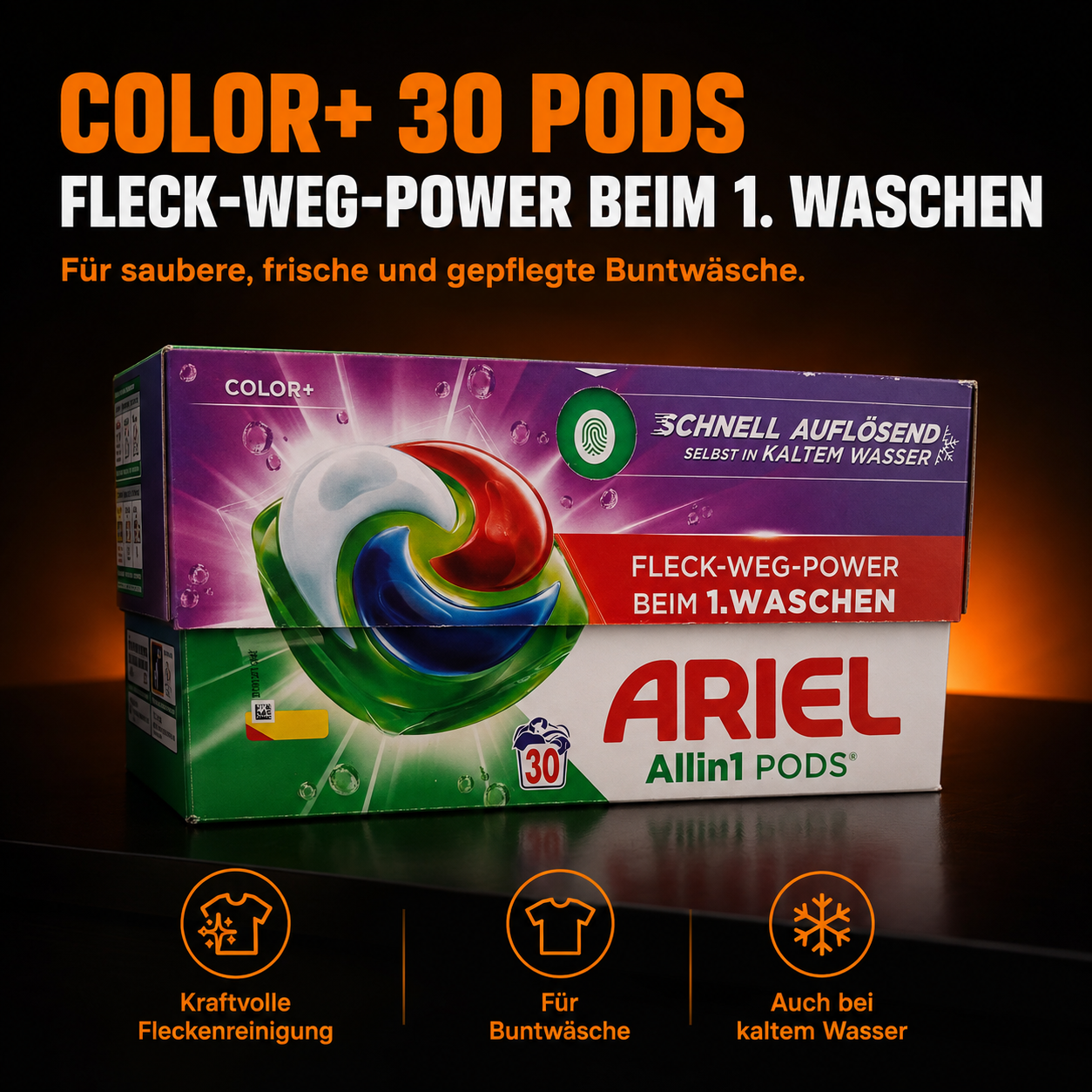 Ariel Allin1 Pods Color+ – 30 Waschmittel-Pods für Buntwäsche