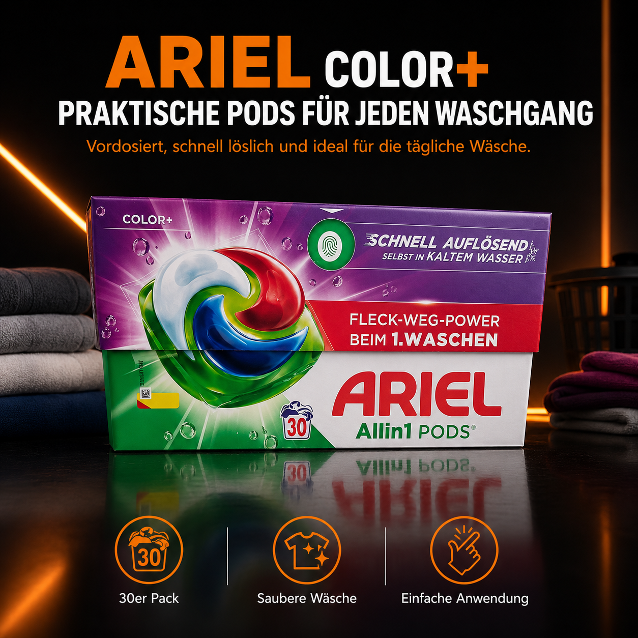Ariel Allin1 Pods Color+ – 30 Waschmittel-Pods für Buntwäsche