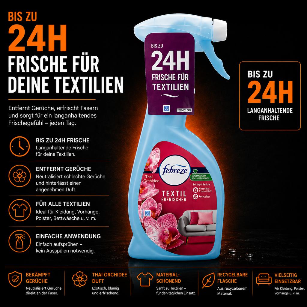 Febreze Textilerfrischer Thai Orchidee – bis zu 24 Stunden Frische