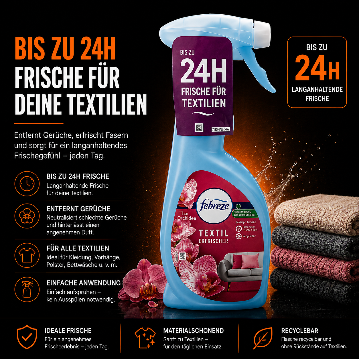 Febreze Textilerfrischer Thai Orchidee – bis zu 24 Stunden Frische