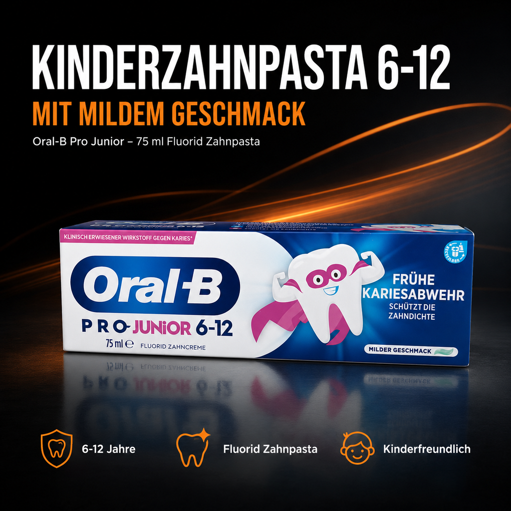 Oral-B Pro Junior 6–12 Fluorid-Zahnpasta – milder Geschmack, 75 ml