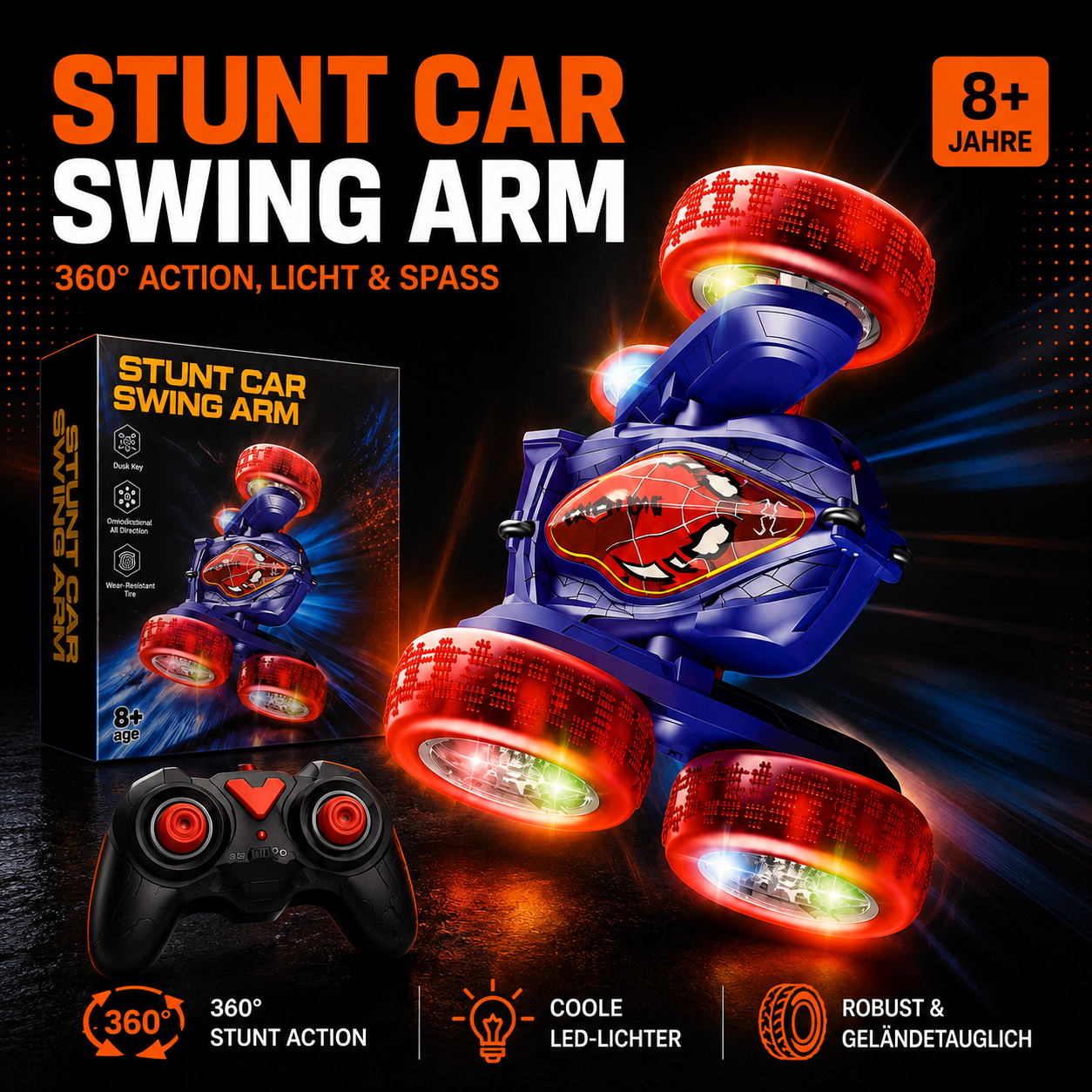 RC Stunt Car Swing Arm – ferngesteuertes Stuntauto mit Licht & Sound, ab 8 Jahren