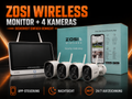 ZOSI Wireless Überwachungssystem mit Monitor & 4 Kameras – App, Nachtsicht & 24/7 Aufzeichnung