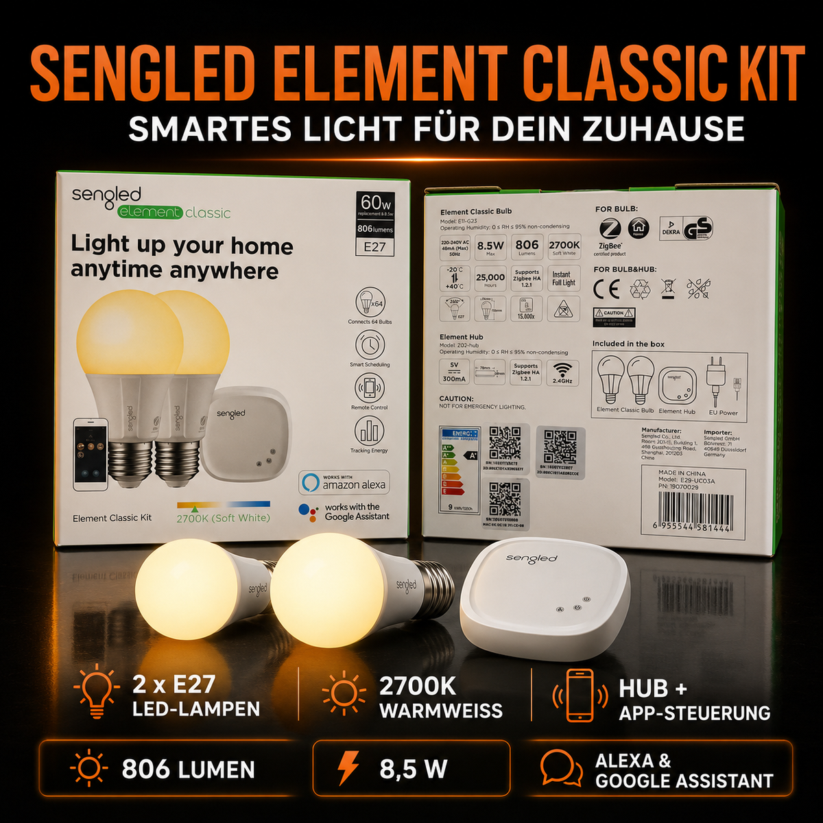 Sengled Element Classic Smart LED Starter Kit mit Alexa & Google Assistant